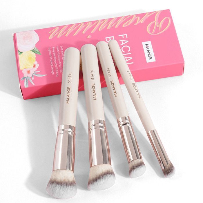 Image de Kit de pinceaux de maquillage - MAANGE - 4 pièces - Fibres synthétiques - Multifonctionnel - Lavable - Unbranded
