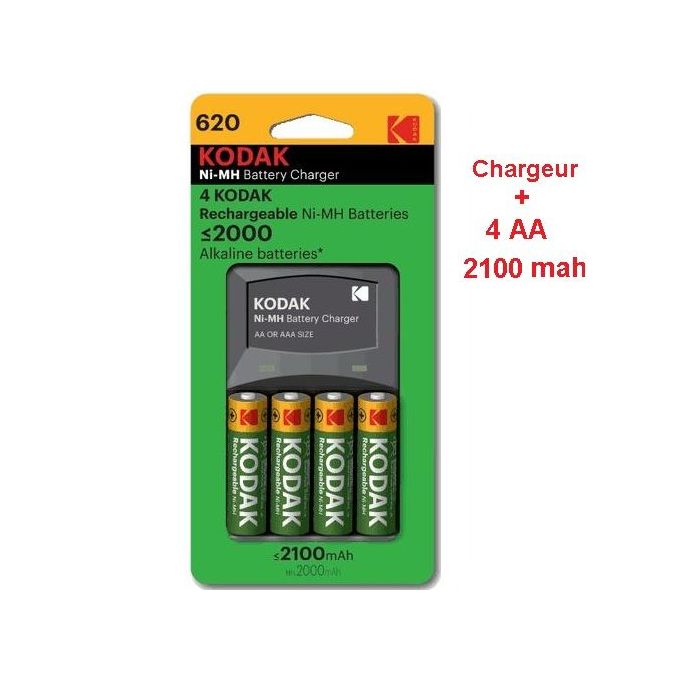 Image de Kodak Chargeur de Piles AA ou AAA + 4 Piles Rechargeables 2100 MAh AA Ni-MH - Unbranded