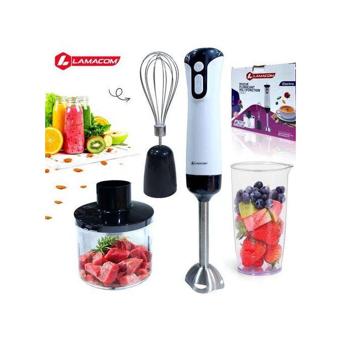Image de Lamacom Mixeur plongeant 3 en 1, Mixeur avec 2 Vitesses, 400W - Mini-hachoir inclus - Unbranded