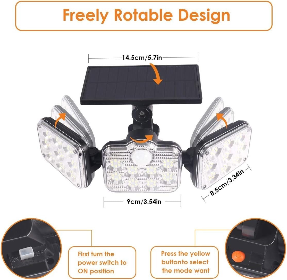 Image de Lampes solaires à détecteur de mouvement avec télécommande - 3 modes d'éclairage - Unbranded