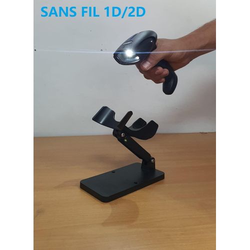 LECTEUR CODE BARRE SANS FIL 1D/2D AVEC SUPPORT