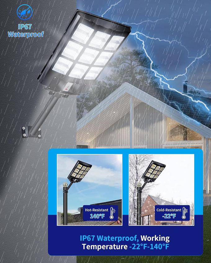 Image de LED Street Light luminaire solaire sans fil 150w avec télécommande et support, détecteur de mouvement extérieur - Unbranded