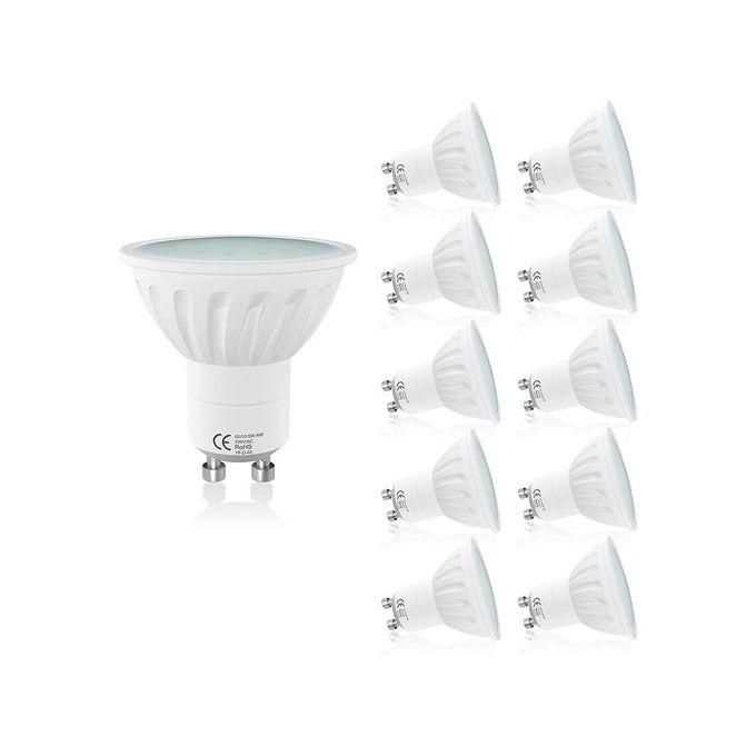 Image de Lot de 10 ampoules LED GU10, 7W, BLANCHE, (10 pièces, 6500K) - Unbranded