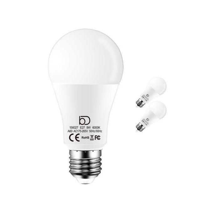 Image de Lot de 2 Ampoules LED E27, 9W, Forme Bulbe, Lumière Blanc Froid - Unbranded