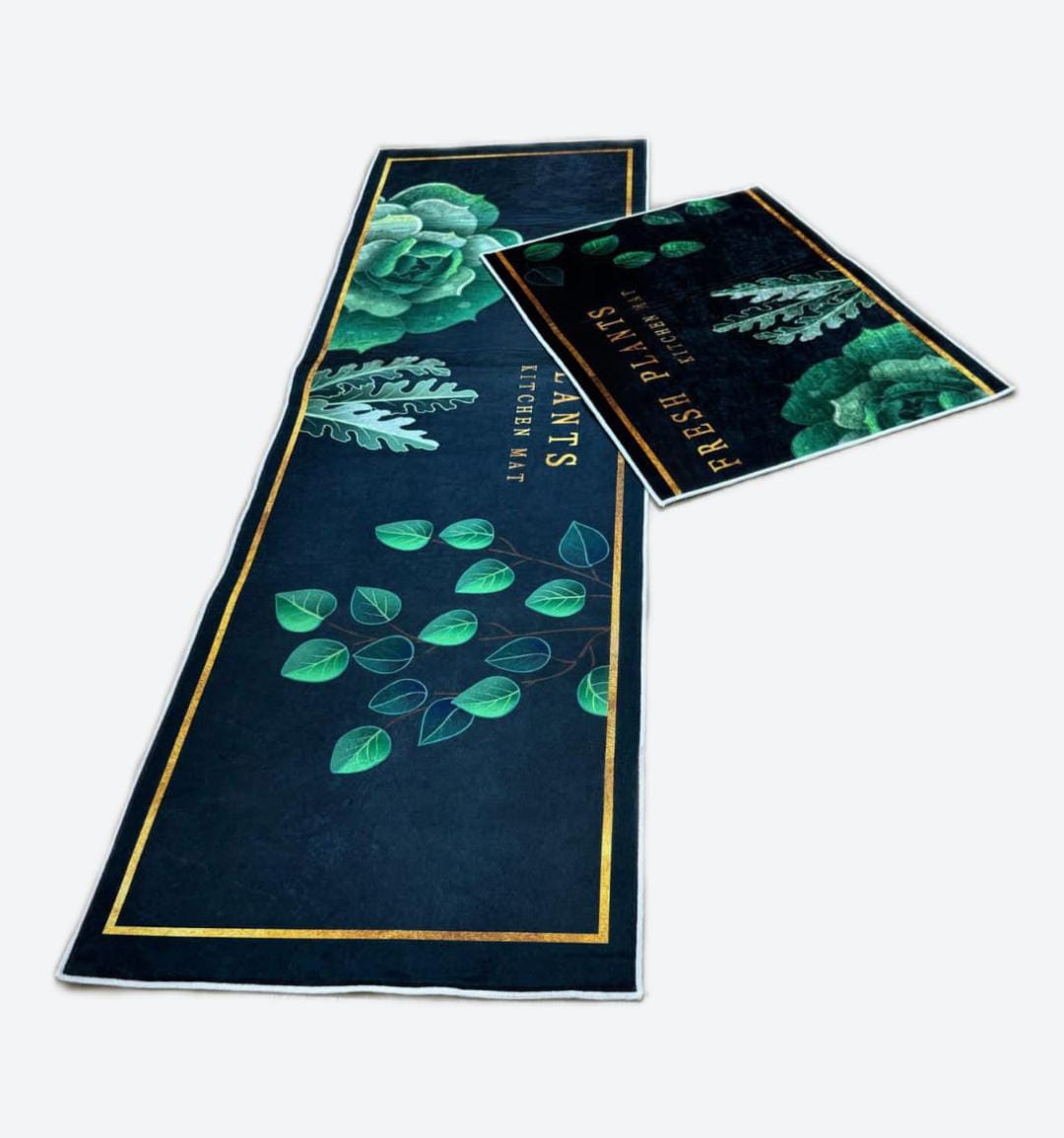 Lot de 2 tapis de cuisine antidérapants Lavables Avec autocollant 180cm/55cm Petit 75cm/55cm.