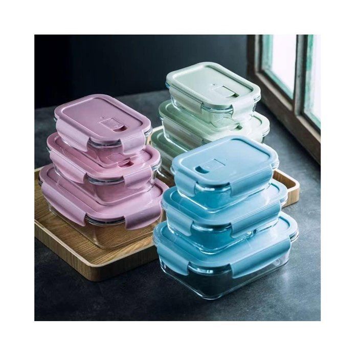 Image de Lot de 3 boîtes de conservation en verre avec couvercle, sans BPA, avec couvercle600ml/500ml et 400 ml - Unbranded