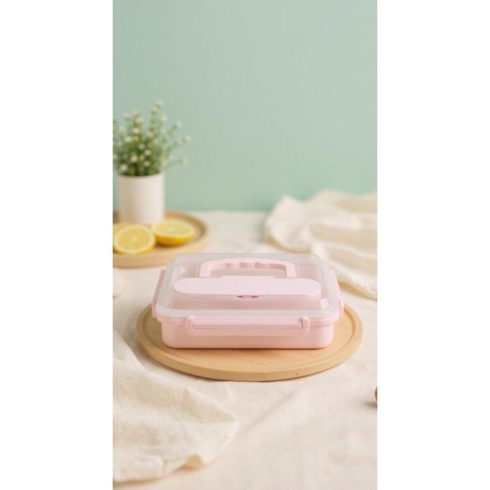 Image de Lunch Box Isotherme avec 4 Compartiments + Cuillère et Fourchette en Inox – Parfait pour l'École et le Travail