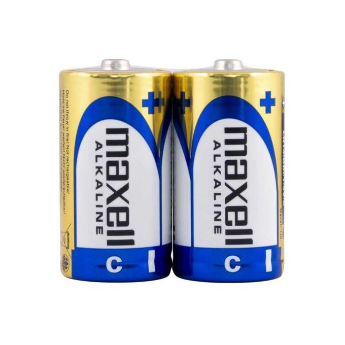 Maxell 2 Piles Alcaline 1.5v Type C // Alcaline LR14 Taille C // Blister 2 Pile