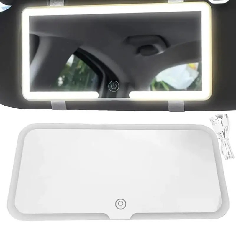 Image de Miroir de Courtoisie pour Voiture avec Éclairage LED – Rechargeable et Facile à Installer - Unbranded