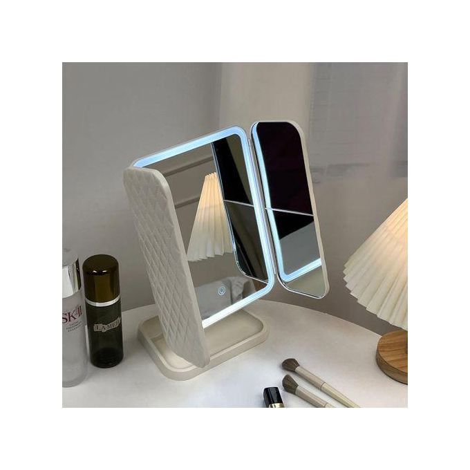 Image de Miroir Grossissant Pliable 3x, 3 Modes de Lumière, USB-C Rechargeable. - Unbranded
