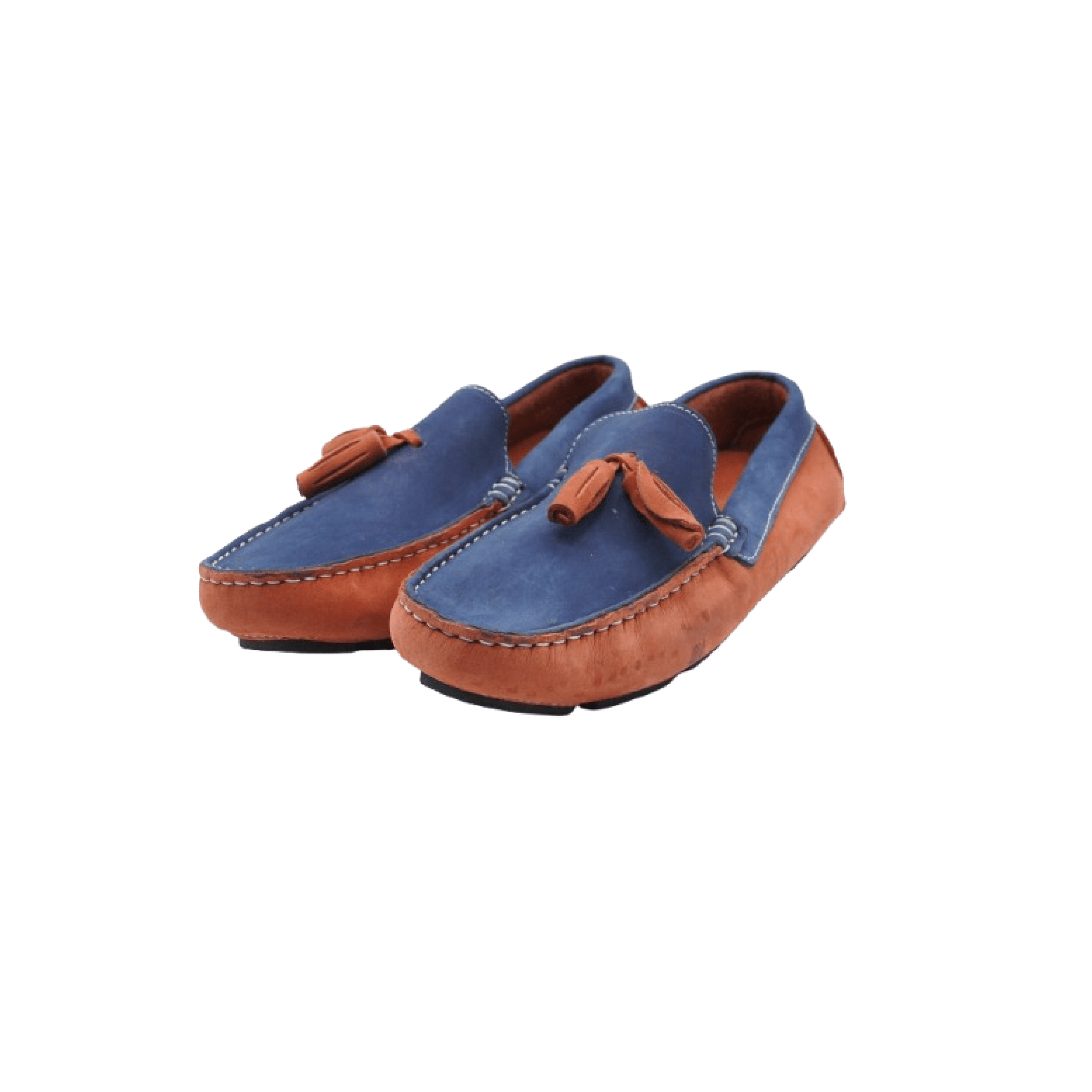 Mocassins Hommes en  Daim Orange et Bleu