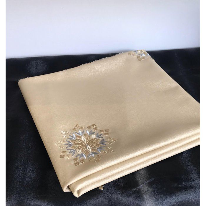 Image de Nappe simili cuir qualité premum anti tache brodés skali hor lavable 1,50/1,50 couleur beige, - Unbranded