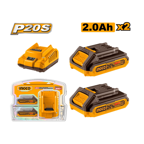 Image de Pack 2 Batteries 20V 2Ah + 1 chargeur rapide SI - Unbranded
