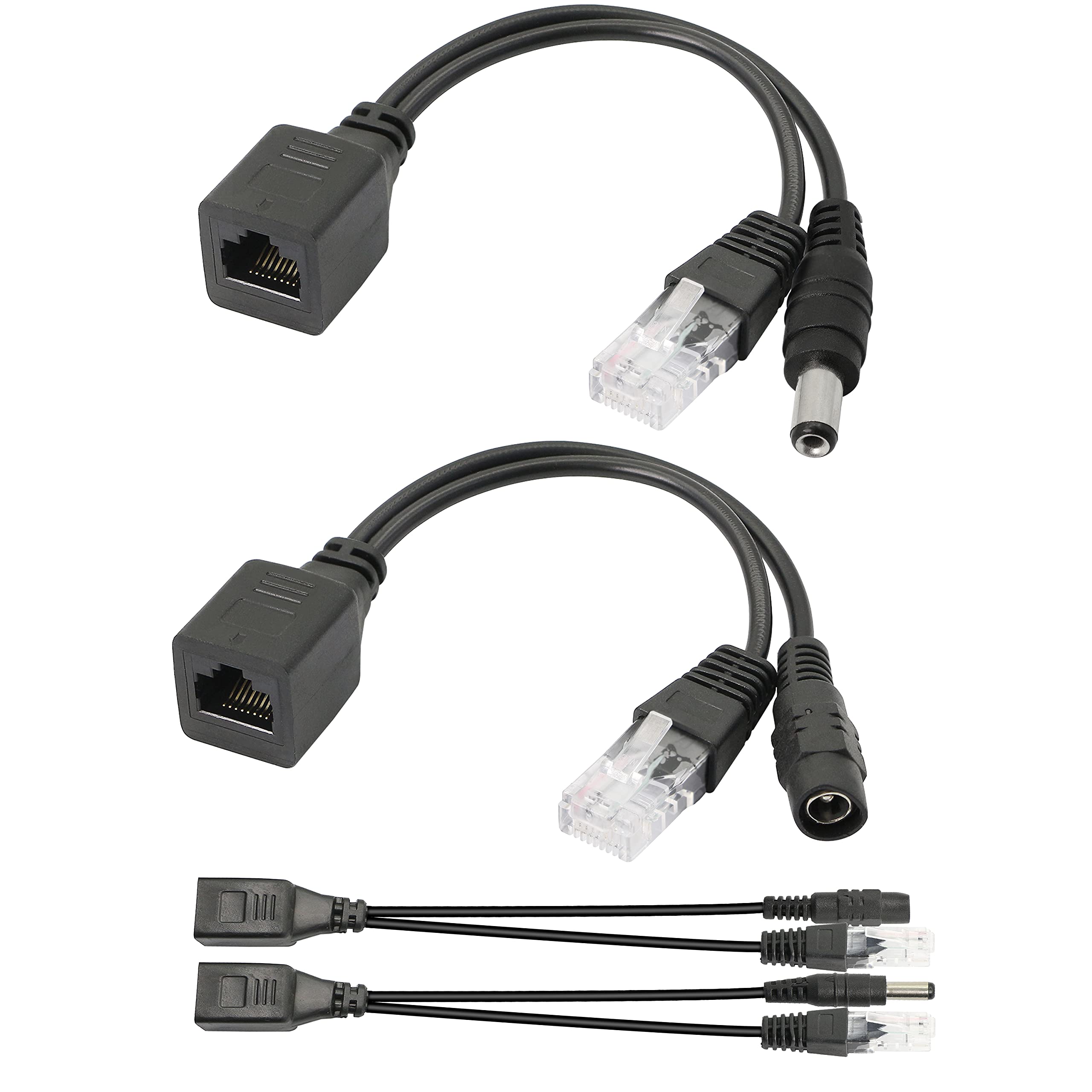 Paire de SPLITTER PoE Passif DC+2*RJ45 input/DC+ 2*RJ45 output: