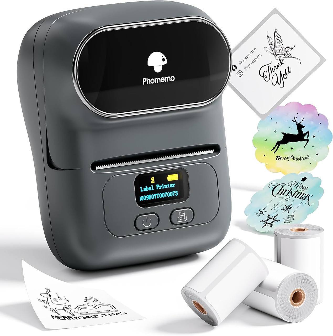 Image de Phomemo M110 Imprimante d'étiquettes Bluetooth thermique Etiqueteuse Compatible avec Android, iOS + Rouleau - Unbranded