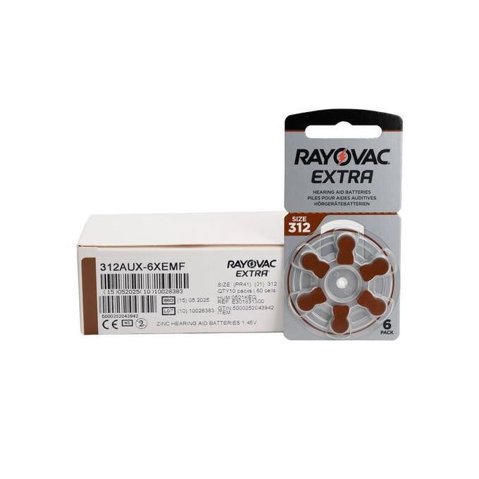 Image de Piles appareils auditifs Code couleur : Marron ; Modèle de pile : 312AE ; Tension nominale : 1,4 Volts ; Tension d'utilisation : 1,2 Volts ; Capacité : 180 mAH - Unbranded