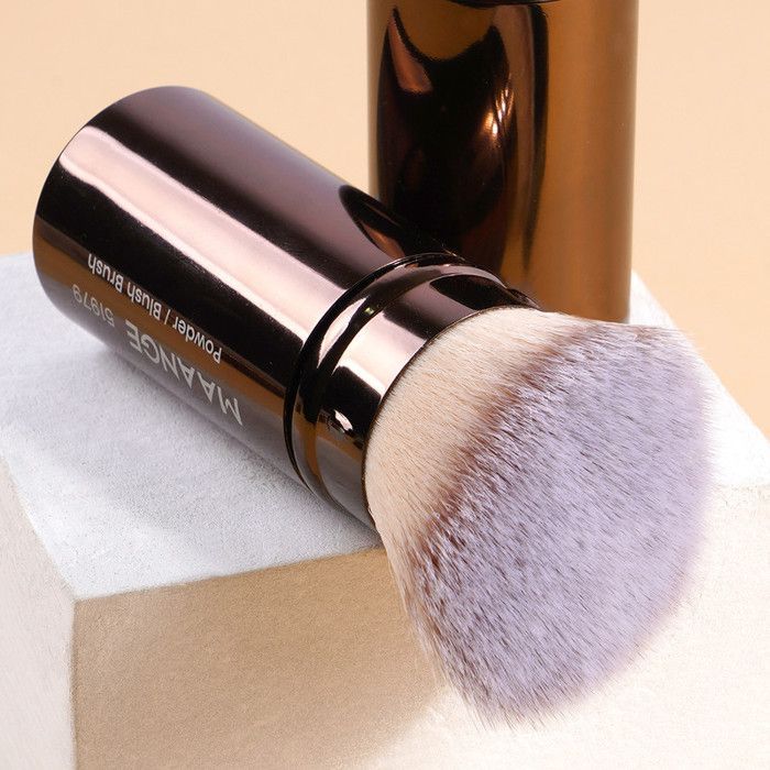 Image de Pinceau de maquillage - Vegan - Kabuki rétractable - Sans perte de poils - Voyage facile - Marron - Unbranded