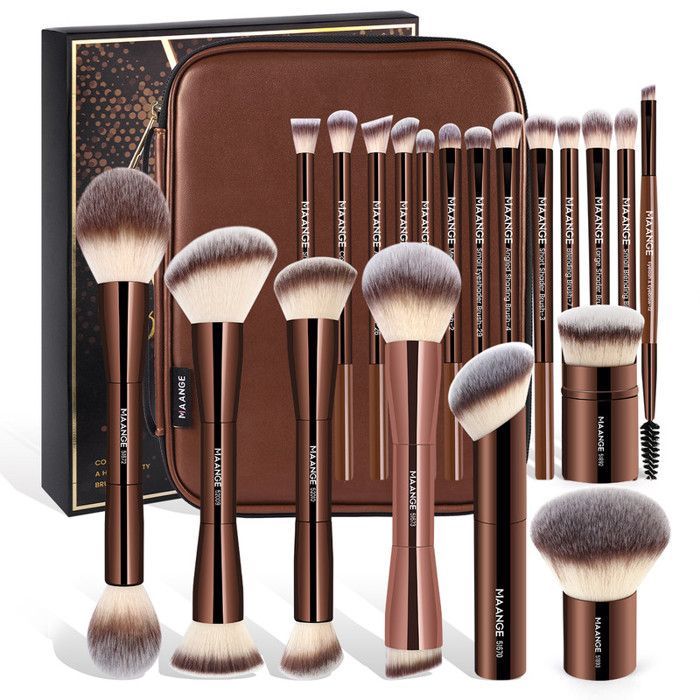 Image de Pinceaux de maquillage - MAANGE - 20 pièces - Sac inclus - Matériau synthétique - Convient à tous types de peau - Unbranded