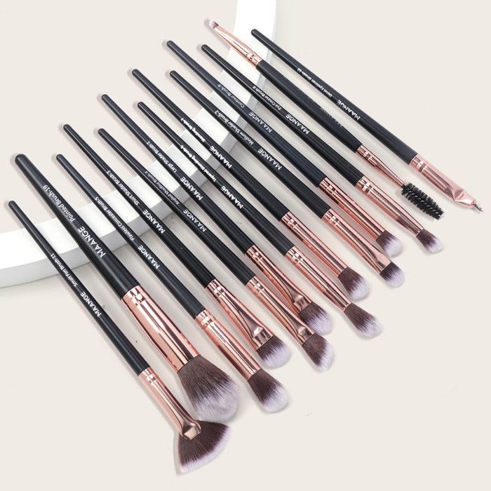 Image de Pinceaux de maquillage - MAANGE - 5818 - 13 pièces - Noir et Or - Waterproof - Unbranded
