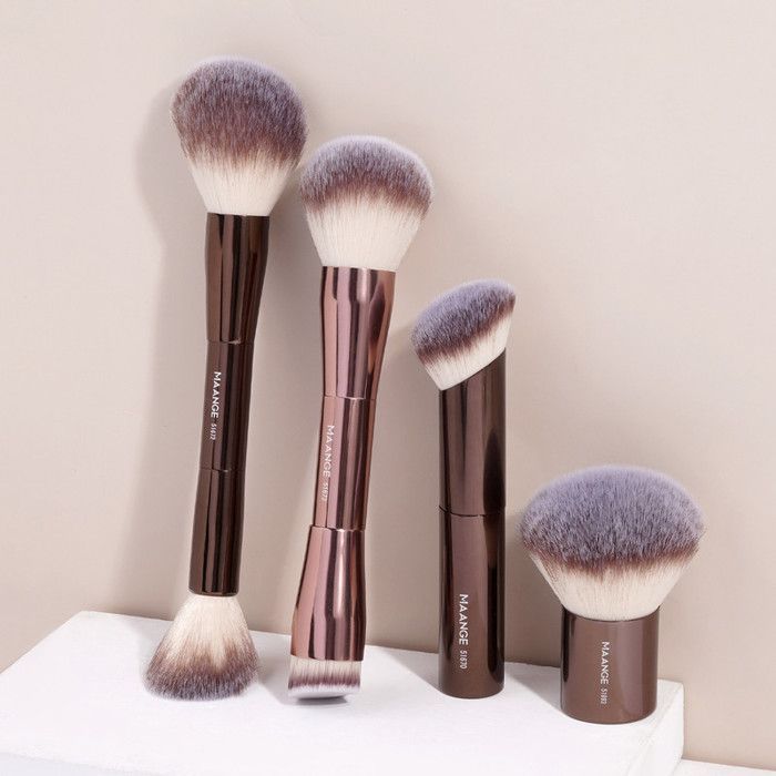 Image de Pinceaux de maquillage - MAANGE - MAG51978 - 4 pièces - Poils en nylon - Couleur café et or - Unbranded