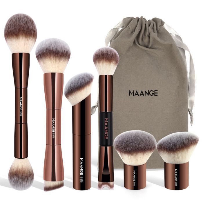 Image de Pinceaux de maquillage - MAANGE - MAG52030 - 6 pièces - Doux et moelleux - Poignée en aluminium - Unbranded