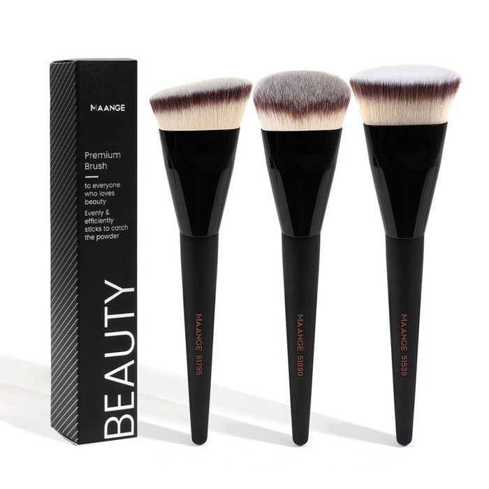 Image de Pinceaux de maquillage - MAANGE - Set de 3 pièces - Haute qualité - Poignée ergonomique - Cruelty-free - Unbranded