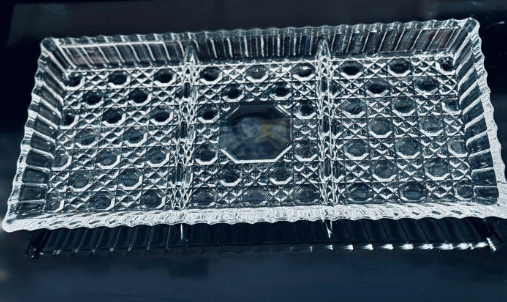 Image de PLAT A COMPA RTIMENT REC MODEL CARRE EN CRISTAL 34/17CM PLAT SIMPLE LOSANGE EN CRISATAL - Unbranded