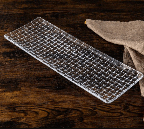 Image de PLAT SIMPLE EN CRSITAL 42CM/17CM Assiette à gâteau vintage / assiette à gâteau rectangulaire, cristal , noble - Unbranded