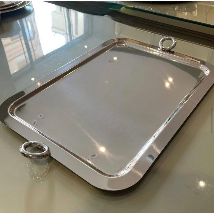 Image de PLATEAU EN INOX SEDEN EN INOX ANSES ARGENTE 18 CARATS COULEUR ARGENTE 47CM/37,5 - Unbranded