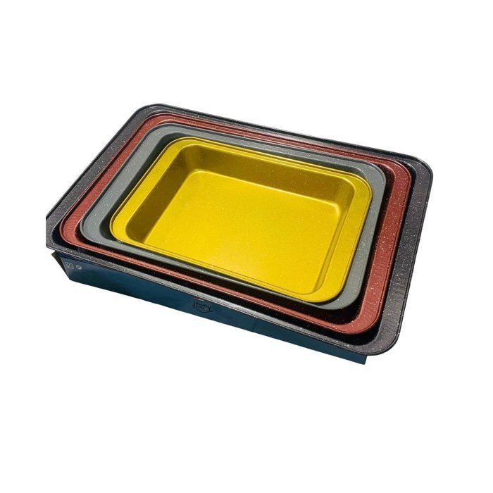 Image de Plats à four - Rectangulaires - Acier au carbone - Antiadhésifs - Lot de 4 pièces - Unbranded