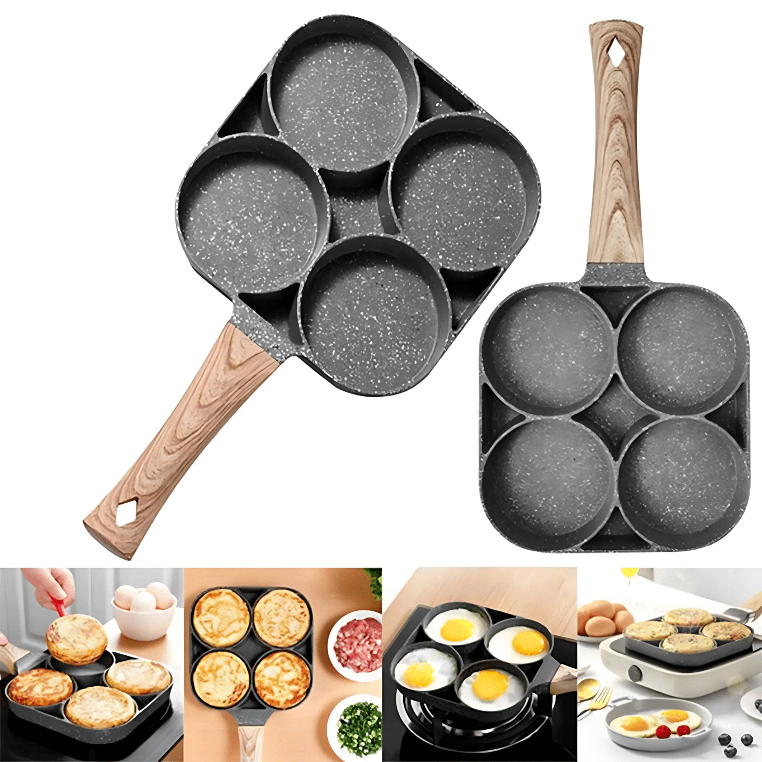 Poêle à Crêpes 4 Trous – Mini Poêle Antiadhésive