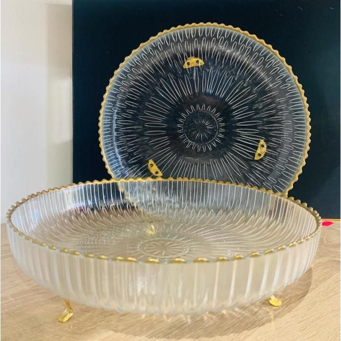 Image de Présentoir à gâteau - 25 cm - Verre trompé - Assortiment de couleurs - Matériau : bambou - Unbranded