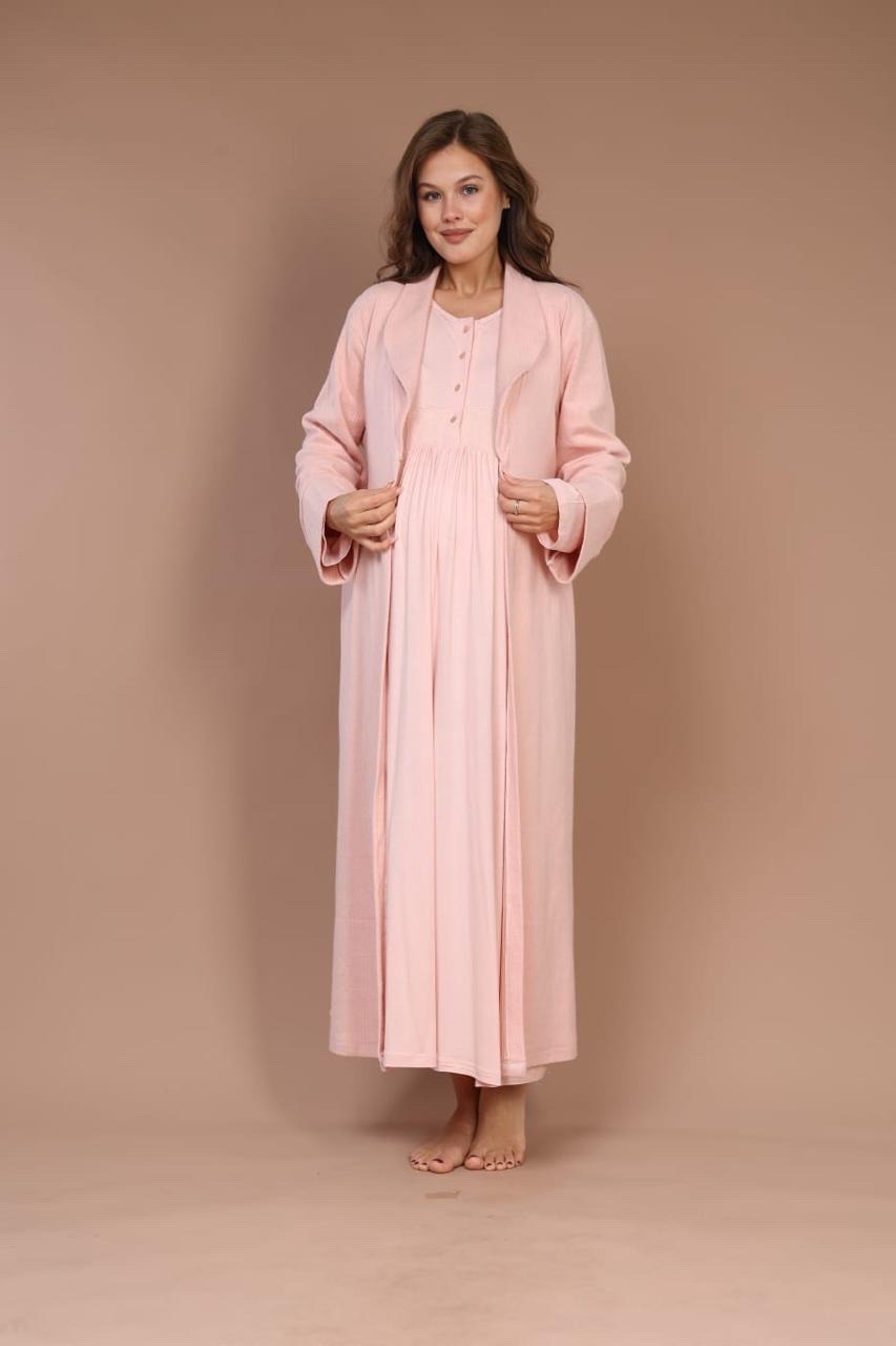 Image de Pyjama grossesse et allaitement avec peignoir rose - Unbranded