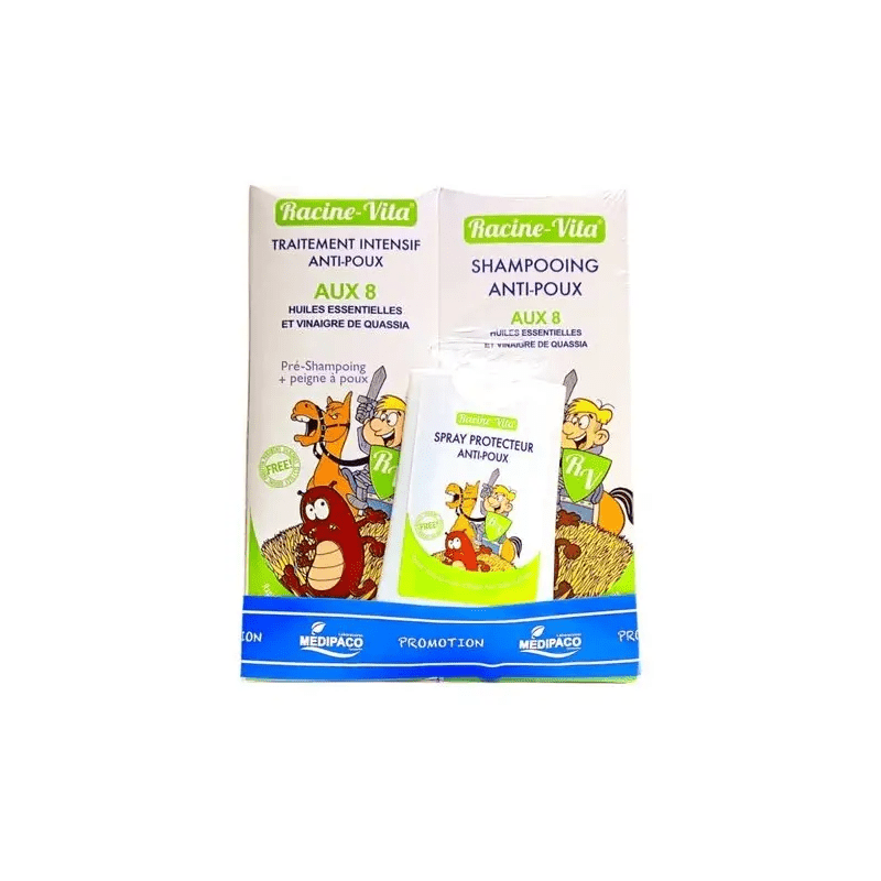 Image de RACINE VITA PACK ANTI-POUX SHAMPOOING + TRAITEMENT LOTION + SPRAY PROTECTEUR - Unbranded