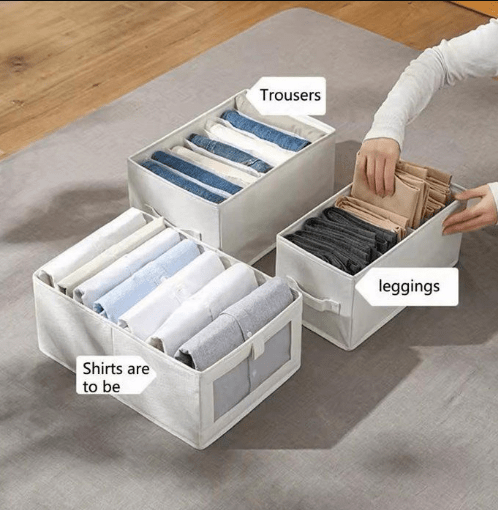 Image de Rangement pliable pour vêtements - Beige - 40x27x17cm - Mixte - Optimise l'espace - Unbranded