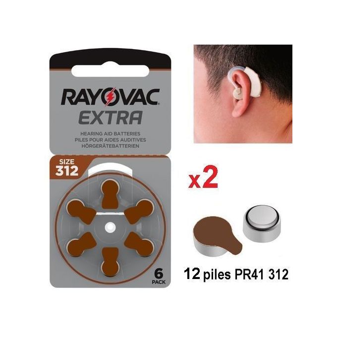 Image de Rayovac 12 Piles Extra Hearing Aid Batterie //Aide Auditive Prothèse 1.45v Size 312 PR41 - Unbranded
