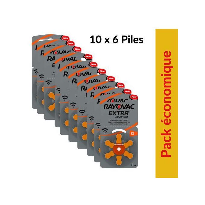 Image de Rayovac Pack de 10 x 6 piles auditives 13 Extra advanced ( 10 x 6 piles) - Unbranded