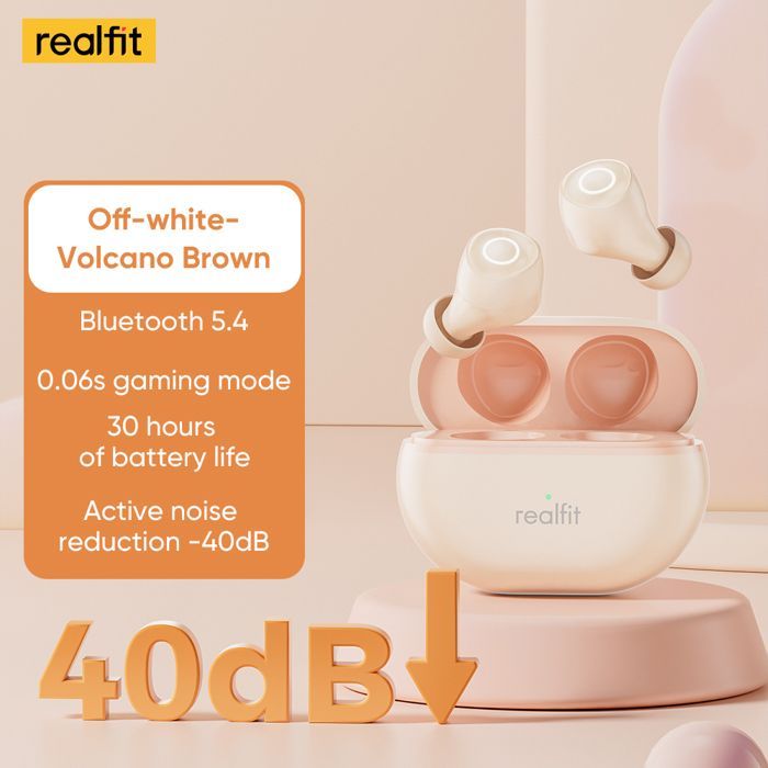 Image de Realfit F4 Mini ANC Bluetooth écouteurs 40dB suppression Active du bruit Couleur Beige - Unbranded