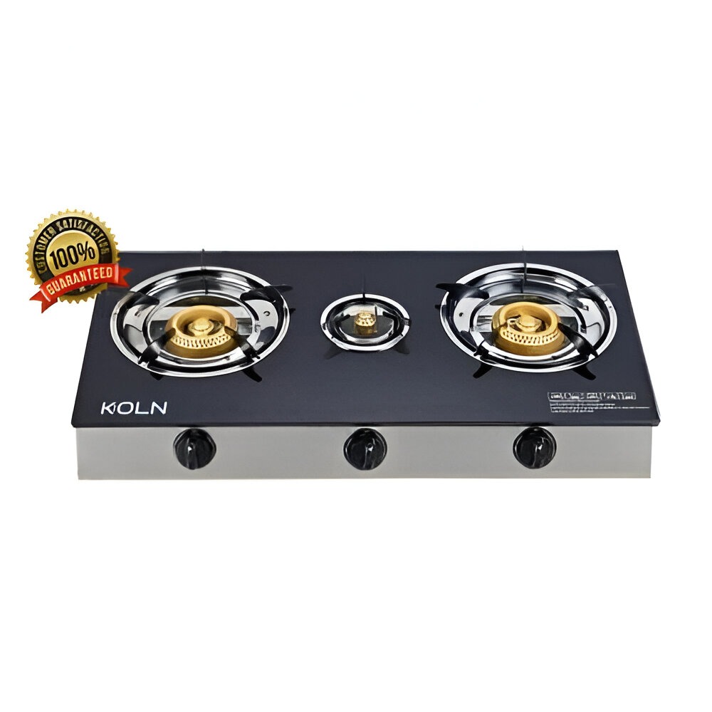 Image de réchaud 3 feux en verre noir trompé, allumage automatique - Unbranded