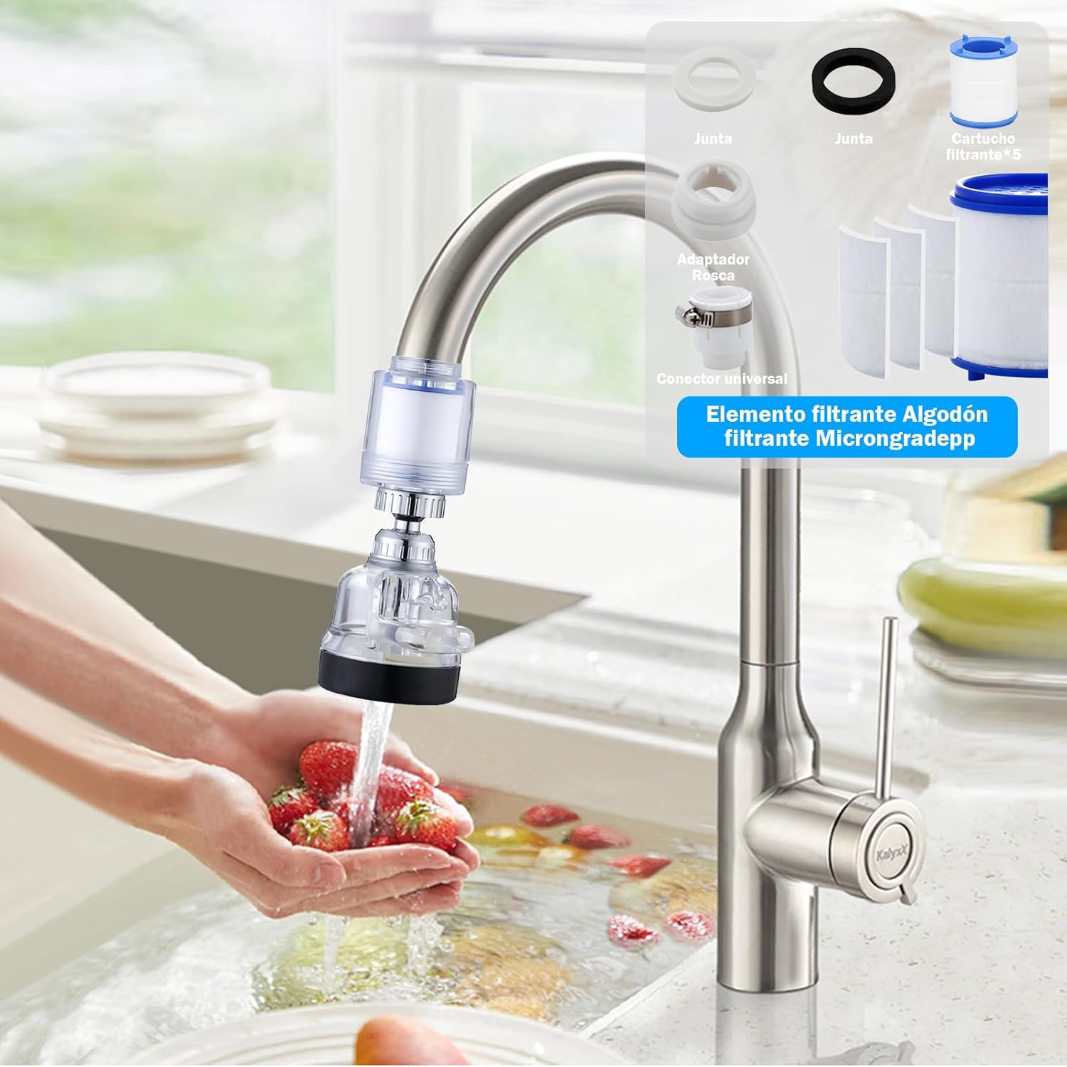 Image de Robinet Filtre Purificateur d’Eau - 3 Modes et Rotation 360° - Unbranded