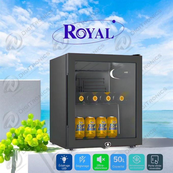 Image de Royal Mini-Bar 50L Porte Vitrée Réversible, Silencieux, Éclairage LED, Fermeture à Clé, SC-50 - Unbranded