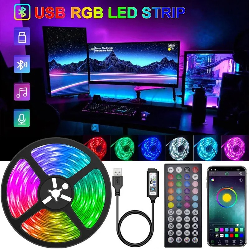 Image de Ruban LED 5050 – Éclairage d’ambiance intelligent avec télécommande et application - Unbranded