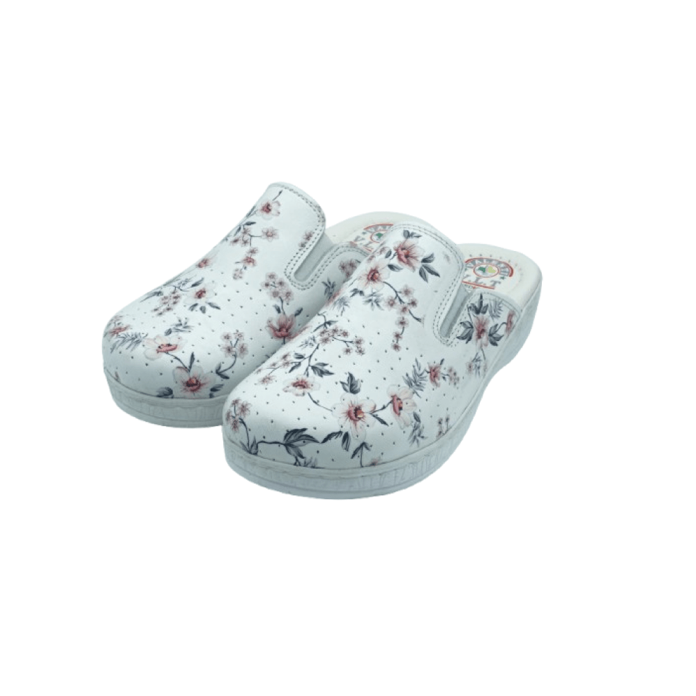 Image de Sabots Médical en Blanc A Motif Fleure - Unbranded