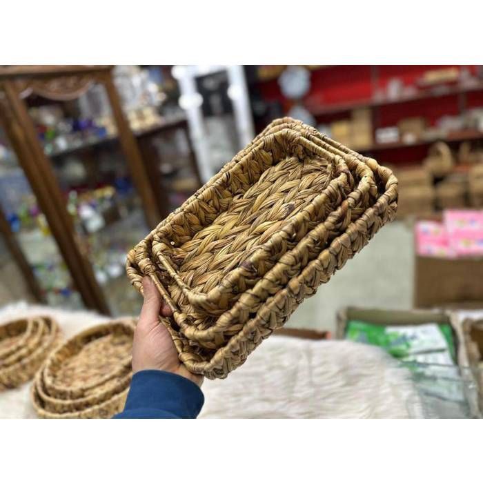 Set 3 Panier en oisier lavable - plateaux multi usage tressé - salle de bain plateau décoratif pour salle de bain