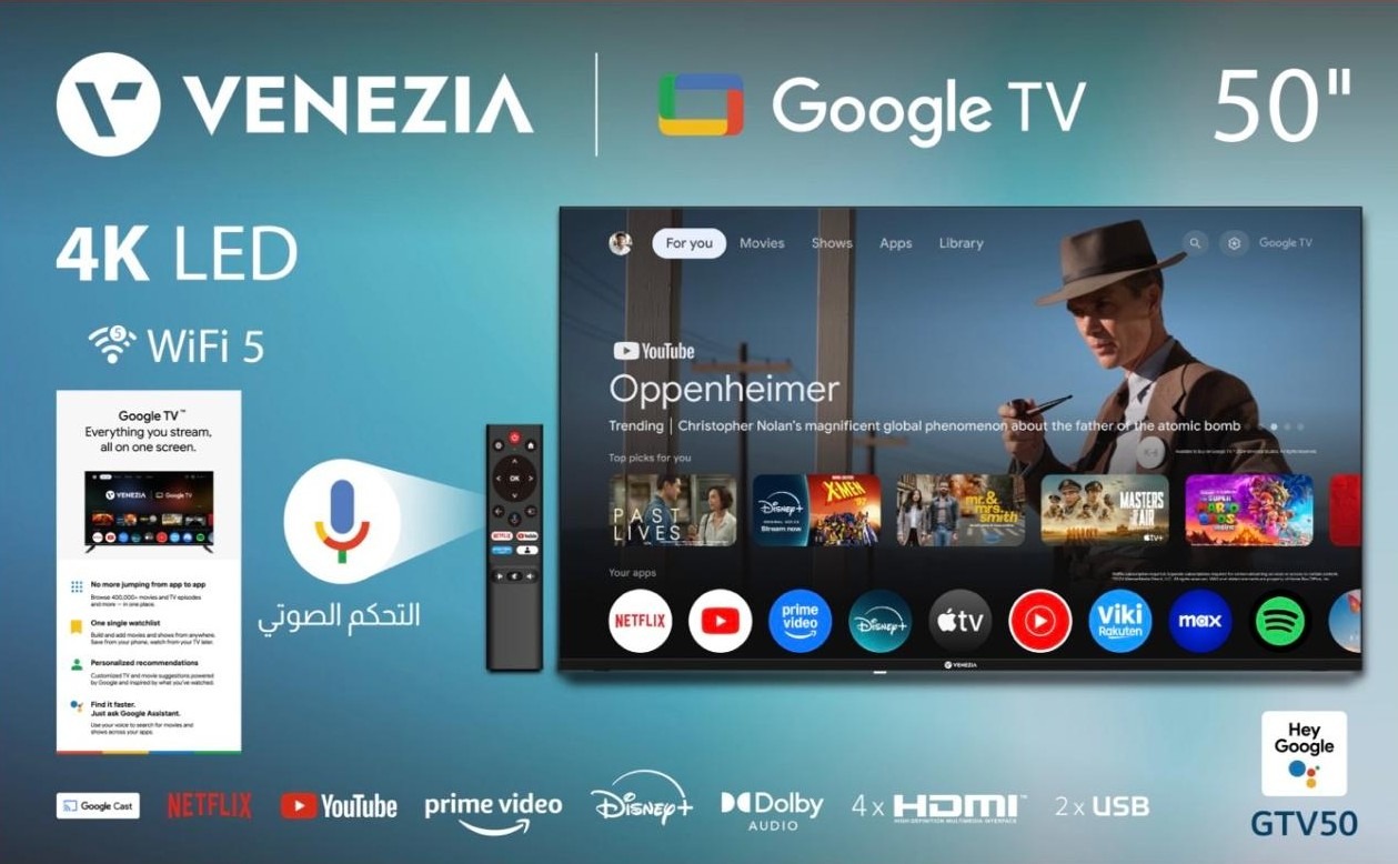 Image de SMART TV VENEZIA 50'' Google tv 4K Recepteur integré -5G WIFI - Unbranded