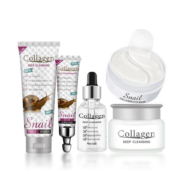 Image de Snail Pack soins visage, nettoyant pour le visage, sérum, masque yeux, crème hydratante, anti-rides - Unbranded