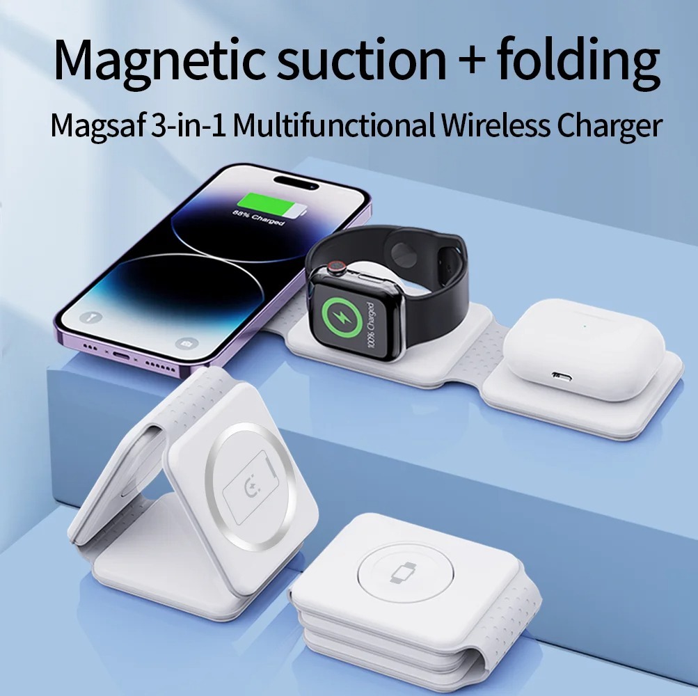 Image de Station de Charge 3 en 1 – Chargeur Sans Fil Pliable - Unbranded