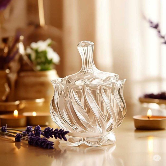 Image de Sucrière -bonbonnière en verre avec couvercle en cristal, petit bol de sucre couvert décoratif - Unbranded