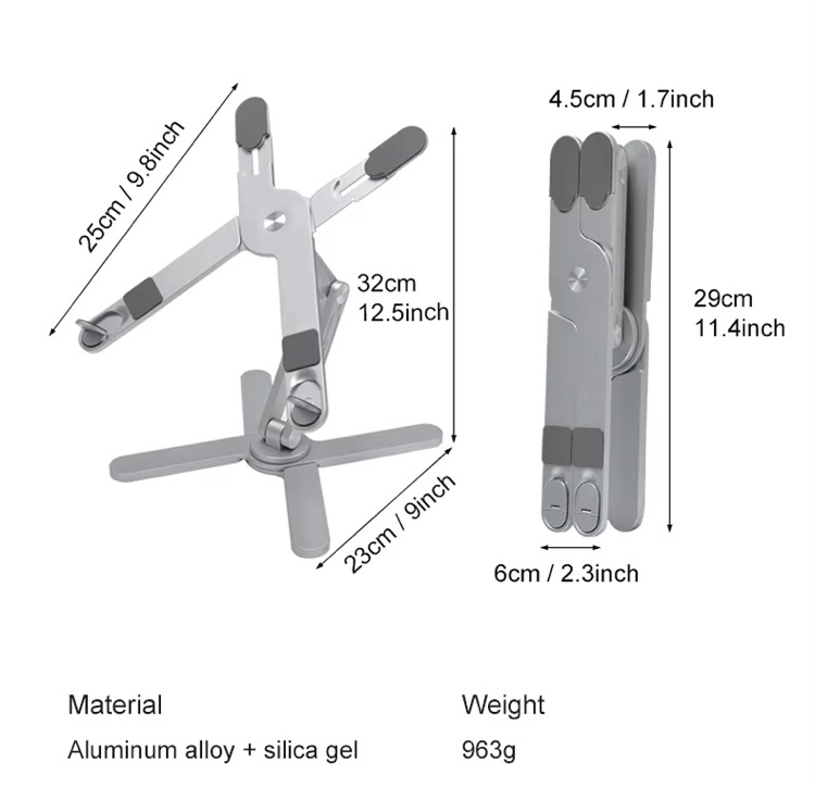 Image de Support pour PC Portable en Aluminium - Pliable et Réglable - Unbranded
