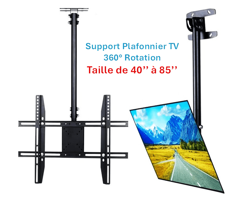 Support TV Plafonnier 360° Rotation de 40'' a 85''